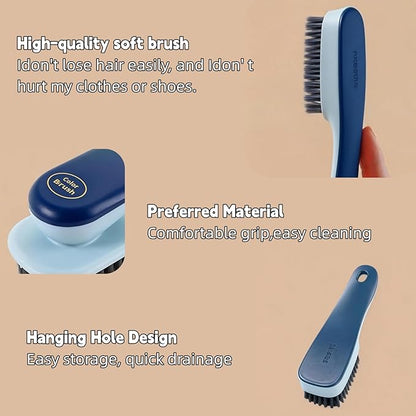 Laundry Brush, Shoe Brush, Used for Cleaning Stains, Floor Tiles, Kitchen, Carpet, Household Cleaning,Easy to Hold Set of，Soft Bristle Scrub，Sneaker，2 Pieces(Blue)