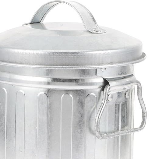 Zerodeko Ash Bucket with Lid Galvanized Iron Metal Fireplace Charcoal Bucket Ash Can Coal Bucket Small Trash Can Pen Storage Kitchen Compost Bin for Burning Stove B