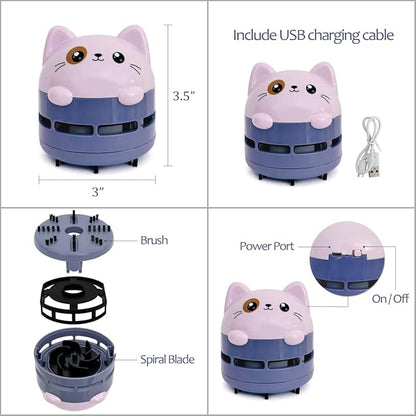 allydrew Mini Portable USB Desktop Vacuum, Lilac Kitty