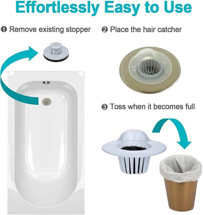 Aire Allure, 25 Pack, Hair Catcher for Bathroom Sink or Bathtub, White, Small