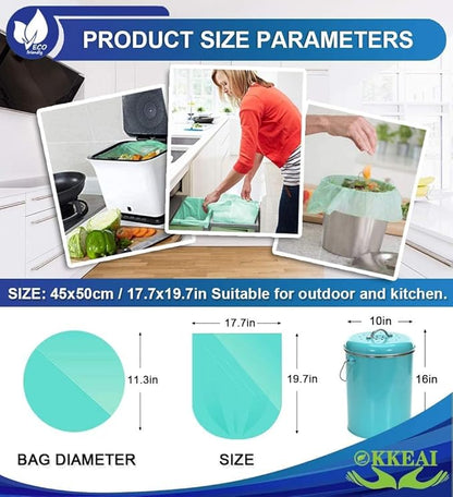OKKEAI 120 Counts Garbage Bags 3 Gallon/10 Liter- Smal Trash Bags for Bathroom Wastebasket Liners Kitchen,Office,Light Green Fit 10L 2,3,4Gal