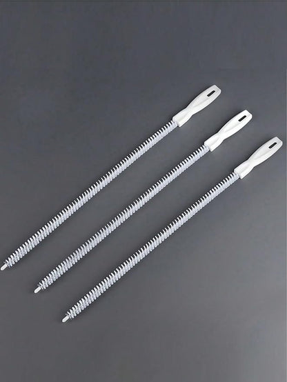 3 Pcs Flexible Plastic Drain Clog Remover Tool Kit 25 Inch Hair Snake Catcher with Long Pipe Cleaning Brush for Bathroom Sink Bathtub Shower Kitchen Plumbing Relief (White)