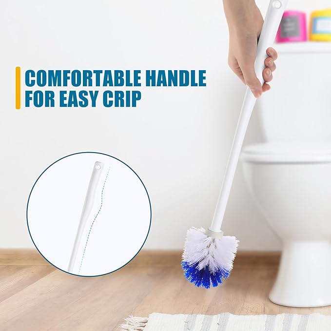 Willinglong 1 Pcs 18.5 Inch Toilet Bowl Cleaner Brush Bathroom Long Plastic Handled Cleaning Scrubber with Hook Hole Without Holder for Household Cleaning (Blue,White)
