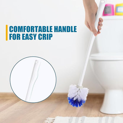 Willinglong 18 Pcs 18.5 Inch Toilet Bowl Cleaner Brush Bathroom Long Plastic Handled Cleaning Scrubber with Hook Hole Without Holder for Household Cleaning (Blue,White)