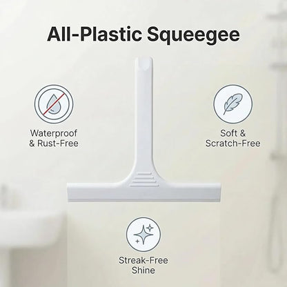 Silicone Shower Squeegee - All-in-One Design with Built-in Hook, 10 Inch Streak-Free Bathroom and car Cleaner for Glass Doors, Mirrors, Windows, Tiles Grey