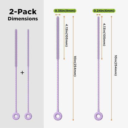 2 Pcs Silicone Straw Cleaner Brush, Extra Long Cleaning Brushes for Straws, 6mm&9mm, Purple