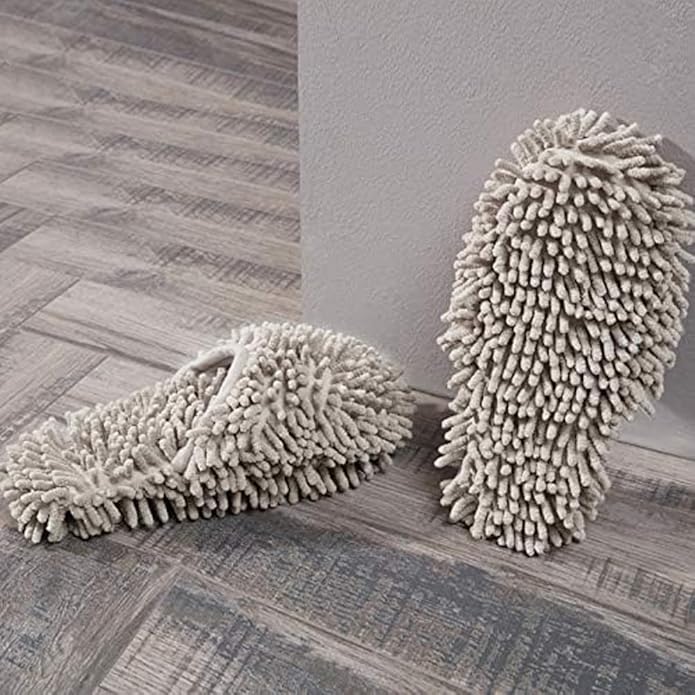 La La Pet 1 Pair Chenille House Mop Slippers Non-Slip Multi-Surface Slippers Floor Cleaning Shoes Tools Warm Microfiber Slippers in Winter