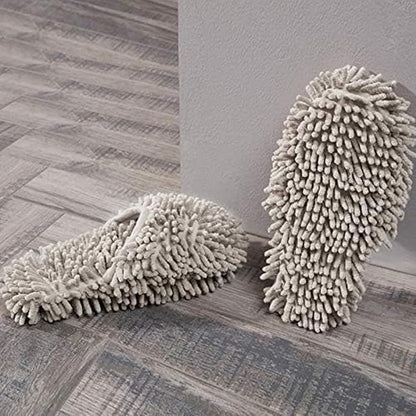La La Pet 1 Pair Chenille House Mop Slippers Non-Slip Multi-Surface Slippers Floor Cleaning Shoes Tools Warm Microfiber Slippers in Winter