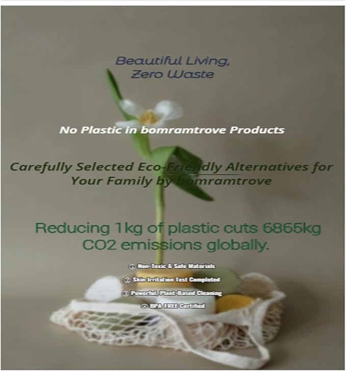 bomramtrove Zero Waste Home Starter Kit - Plant-Based Dish Soap Bar, Corn Scrubber, Bamboo Toothbrush, K-Beauty Mitt, Bio-PE Gloves - 13-Piece Eco Bundle, Plastic-Free Packaging, BPA Set