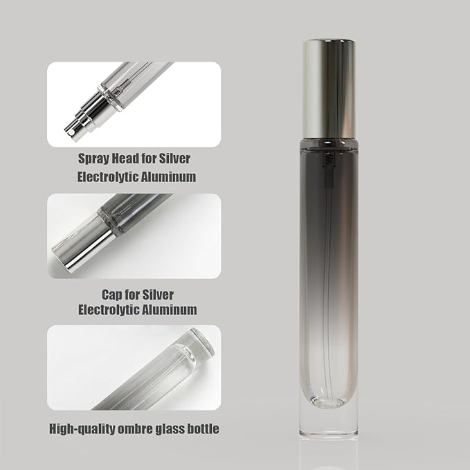 10ml 5Pack Round Glass Perfume Refillable Atomizer For Travel and Sample Container, Mini Empty Cologne Spray Bottles (Mixed)