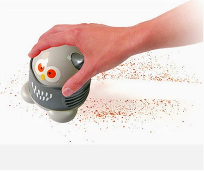 Portable Cartoon Mini Owl Table Dust Vacuum Cleaner Table Cleaning Assistance Keyboard Cleaning Dust Sweeper for Home Office by VESIPA
