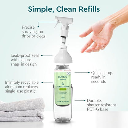 Puracy All Purpose Cleaner Clean Can- Plan t– Plant-Powered Multi-Surface Cleaner - Surface Cleaner Solution As Seen on TikTok (Green Tea + Lime, 14.4 fl oz, Starter Set)