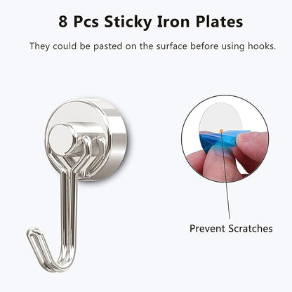 Tohoer Magnetic Hooks, Neodymium Magnets Hook Heavy Duty 30LBS with Rust Proof for Fridge, Refrigerator, Oven, Grill, BBQ, Key, Tools Holder, Utensil, Kitchen, Outdoor, Magnet for Hanging Wreaths