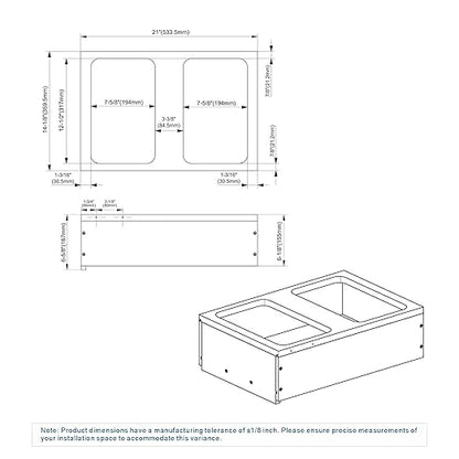 Dowell B18/B21 Wood Base Wastebasket Pullout with Two 50Qt Plastic Bins (4008 0218 50Qt X 2-18" W)