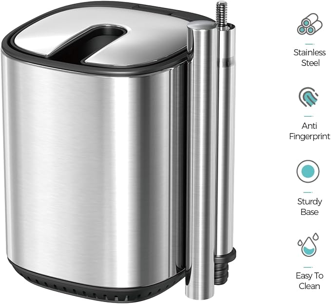 Toilet Brush and Holder Set Toilet Bowl Brush Stainless Steel Automatic Open lid Toilet Bowl Cleaner Brush Set Toilet Scrubber Kit Toilet Cleaning Brush for Bathroom