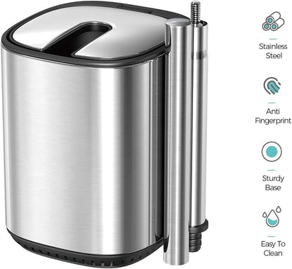 Toilet Brush and Holder Set Toilet Bowl Brush Stainless Steel Automatic Open lid Toilet Bowl Cleaner Brush Set Toilet Scrubber Kit Toilet Cleaning Brush for Bathroom