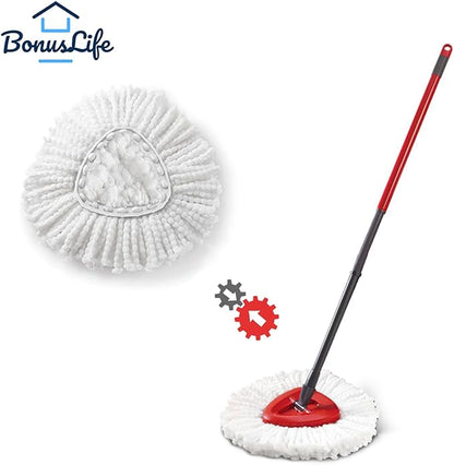 BonusLife 1 Pack Mop Refill and 1 Mop Head Base Part for O-Ceda EasyWrin Spin Mop Refill 1-Tank System Only Easy Cleaning Microfiber Replacement