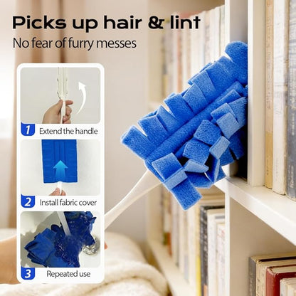 360° Electrostatic Duster Refills, 2026 New Washable & Reusable Microfiber Pads Fleece Duster Refill Compatible Tools for Cleaning Home, Blinds, Car, Pet, Furniture, Fans (Blue)