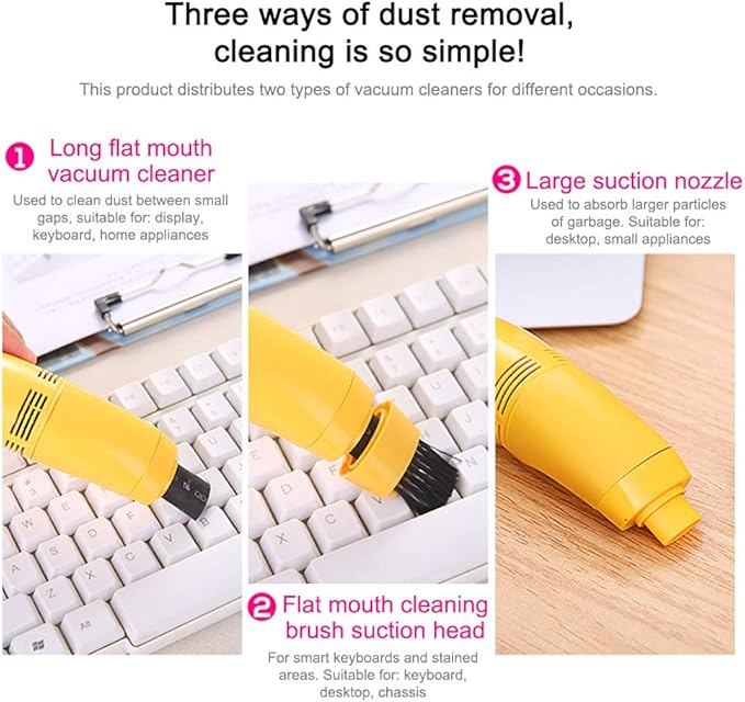 Handheld Mini Vacuum Cleaner, USB Rechargeable Keyboard Cleaner with Brush, Portable Cordless Dust Sucker for PC Laptop Office Desk Home (Black)