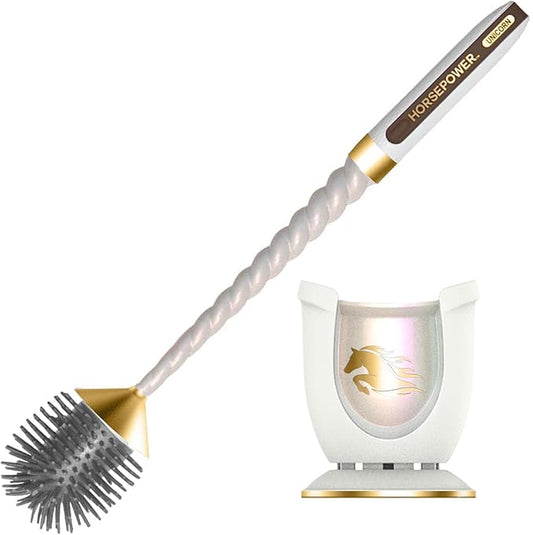 Horsepower Unicorn Gold Edition Electric Toilet Brush – Extra-Long Run Time Motorized Power, 360° Flexible Silicone Bristles, Rechargeable for Effortless Deep Cleaning