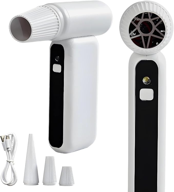 TUMMASTER Super Power Air Duster 110000RPM Electric Air Duster, 3-Gear Adjustable Mini Blower with Fast Charging, Dust Blower for Computer, Keyboard, House, Outdoor and Car FS-01-WHite
