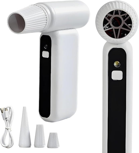 TUMMASTER Super Power Air Duster 110000RPM Electric Air Duster, 3-Gear Adjustable Mini Blower with Fast Charging, Dust Blower for Computer, Keyboard, House, Outdoor and Car FS-01-WHite
