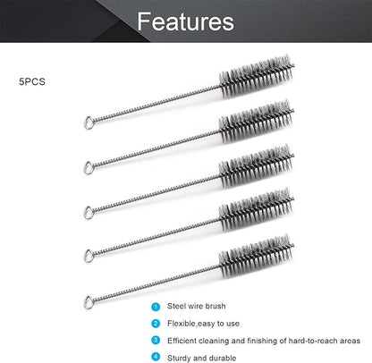 Utoolmart Steel Wire Cleaning Brush, Spiral Power Tube Brush, Steel Wire Tube Brush Cleaning Tool, Tube Bottle Brush, 1.2-inch Diameter 12-inch Length, 5pcs
