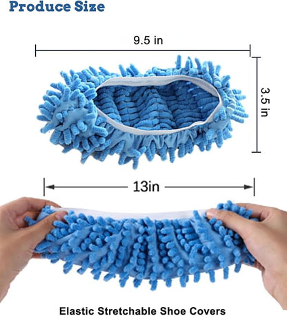 6 Pairs (12 Pieces) Dust Mop Slippers Shoe Cover Multi-Function Soft Washable Reusable Floor Cleaning Shoe Cover House Kitchen Office Cleaning Tools (Brown)