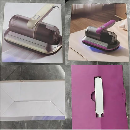PATO Mattress Vacuum Cleaner, Wireless Handheld Bed Vacuum Cleaner with Cleaning Light, HEPA Filter and Ultrasonic Vibration, 12KPa, Suitable for Beds, Sofas, Car Seats, Carpets (Purple)