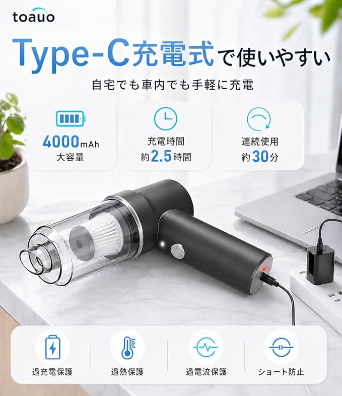 [2025 Newly Released] Handy Cleaner, 25000PA Multi-functional Mini Vacuum Cleaner, Cordless Car Cleaner, Powerful, Type-C Rechargeable, For Wet and Dry Use, Powerful Suction Power, Small Cleaner, Fast