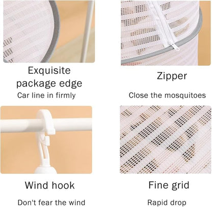 Herb Drying Rack, 3 Layer Foldable Hanging Mesh Net with Zipper, Collapsible Food Drying Fish Hanging Basket Dryer Net for Buds, Fruits, Vegetables, Herbs, Fish, Clothes, Doll(Size:M)
