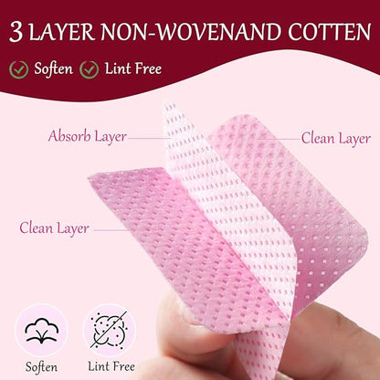 Lint-Free Nail Wipes With 100ML Empty Spray Bottle Set,1080pcs Pink Non-Woven Fabric Dry Nail Prep Skin Nail Polish Remover Wipes Nail Cleaning Pads Eyelash Extension Glue Wipes Paper
