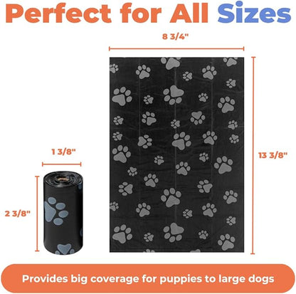 Best Pet Supplies Dog Poop Bags for Waste Refuse Cleanup, Doggy Roll Replacements for Outdoor Puppy Walking and Travel, Leak Proof and Tear Resistant, Thick Plastic - Black, 150 Bags