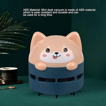 Mini Desktop Vacuum Cleaner, Cute Cartoon Desk Cleaner Strong Adsorption Table Vacuum with Detritus Bin for Cleaning Crumbs Dust (Blue)