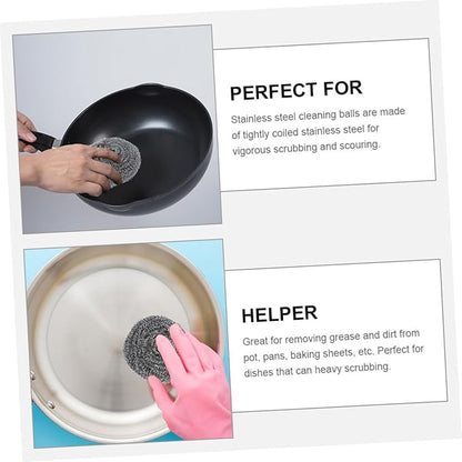 SOLUSTRE 20pcs Scrubber for Pot and Pan Cleaning Metal Cleaning Balls for Kitchen Supplies Wash Balls for Removal of Stubborn Dirt