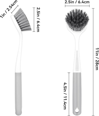 2 Pack Kitchen Scrub Brushes for Cleaning Dish Brush with Handle for Pans, Pots, Kitchen Sink Cleaning Scrub Brushes (PP Plastic)