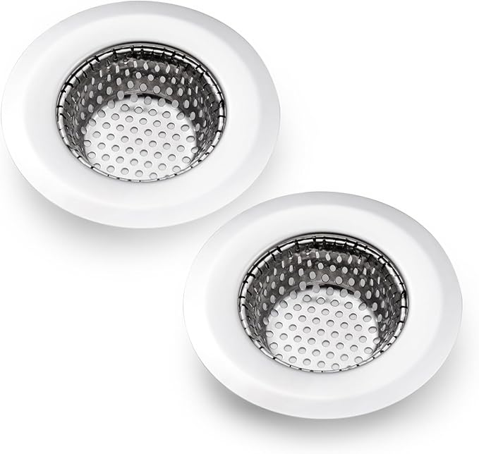 CORNERJOY 2PCS Bathtub Drain Strainer Cover - 2.84 inch Stainless Steel Shower Drain Hair Catcher