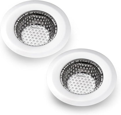 CORNERJOY 2PCS Bathtub Drain Strainer Cover - 2.84 inch Stainless Steel Shower Drain Hair Catcher