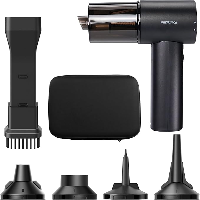 REIKIYA Compressed Air Duster,Speed of 118000RPM Electric Air Duster Air Blower Vacuum Cleaner, Mini Hand Held for Keyboard Car Home