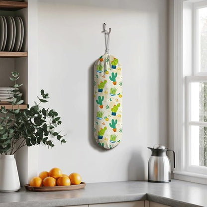 Plants Plastic Bag Holder, Cactus Fabric Garbage Trash Bag Dispenser for Home Kitchen Pantry Cabinet, Reusable Washable Shopping Bags Storage Carrier, Wall Mount, Kitchen Housewarming Gifts