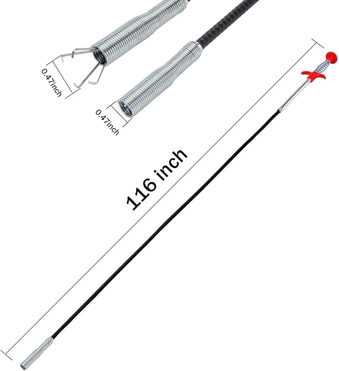 116inch Drain Snake Claw Grabber Pick Up Tool, Flexible Drain Clog Remover, Hair Clog Cleaner for Kitchen Sink, Bathroom Tub, Toilet & Gutter Cleaning