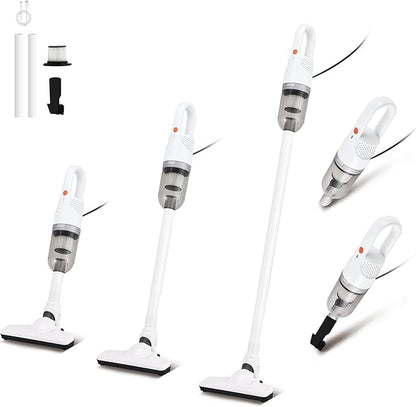 Corded Handheld Vacuum Cleaner,Ultra-Lightweight Mini Portable Vacuums for Home, 6 in 1 Stick Vac Cleaners for Car,Pet Hair(White Corded)
