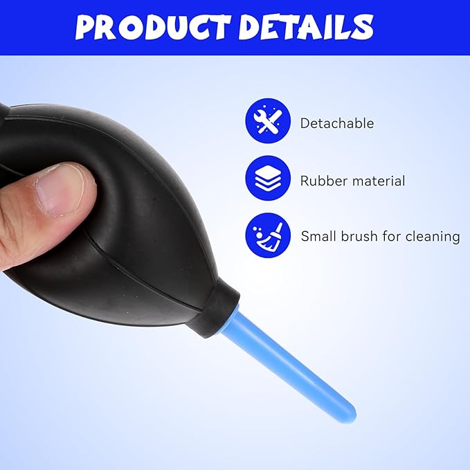 2 Pack Air Blower with Soft Brush, Versatile Manual Rubber Bulb Air Blower Blaster Pump Dust Cleaner Brush for Cameras, Microscopes, Telescopes, Musical Instruments, Keyboards, and Indoor Plants