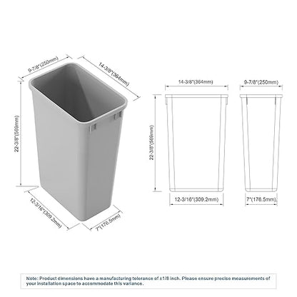 Dowell 10 Pack 50Qt Wastebasket Trash Container, 13Gal, Plastic, Stackable, for Kitchen/Bathroom/Office, Fits Under Sink/Desk - Grey (10, 50 QT)