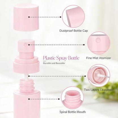 Small Spray Bottle, 3Pack Travel Spray Bottle, Empty Fine Mist Plastic Spray Bottles, with 6pcs Labels (60ML+80ML+100ML)