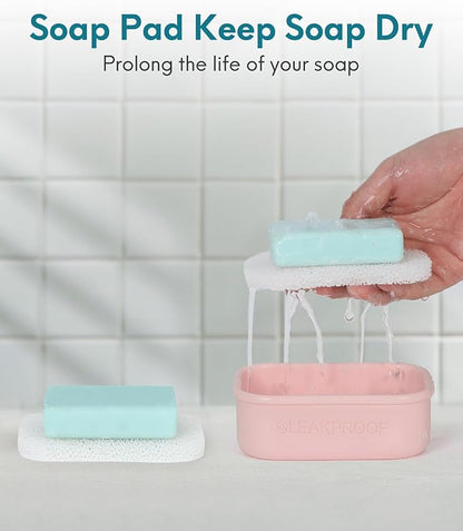 Quatish Large Leakproof Travel Soap Case, Solid Shampoo Bar Holder, Silicone Soap Box with Draining Layer, Enhanced Soap Container, Suitable for Camping, Gym, Bathroom, Outdoor Essentials, Pink