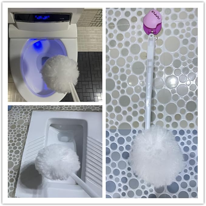 Bowl Brush Toilet Cleaning Brush Set Soft Polyester Head 15x5 inches White (5)