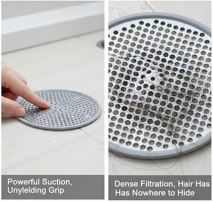 Drain Hair Catcher, 2pcs Round Shower Drain Cover for Bathroom, Drain Strainer, Stainless Steel and Silicone (Round)