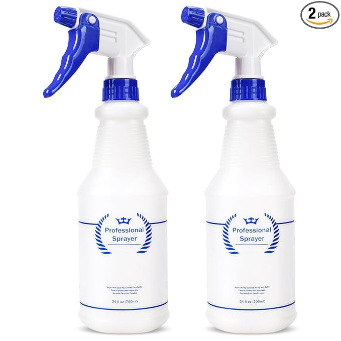 Plastic Spray Bottle, Empty Spray Bottles (2 Pack 24 Oz), All-Purpose Sprayer for Cleaning Solutions, Hair Spray, Bleach, Planting, BBQ, Mist & Stream Water Spraying Bottle with Adjustable Nozzle