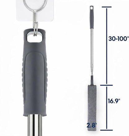 Retractable Gap Dust Cleaner with Extension Pole, Cleaning Tools with 3 Microfiber Dusting Cloths, Extendable Long Handle Duster for Cleaning Under Refrigerator Furniture Appliance